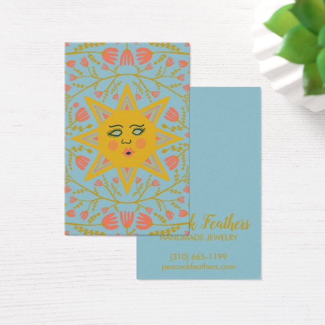 Sun & Floral Earring Necklace Jewelry Display Card (Desk)