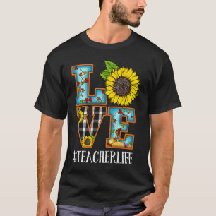 Sun Flower Autumn Teacher Life Love Halloween Teac T-Shirt