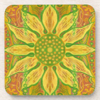 Sun Flower bohemian floral art yellow green orange