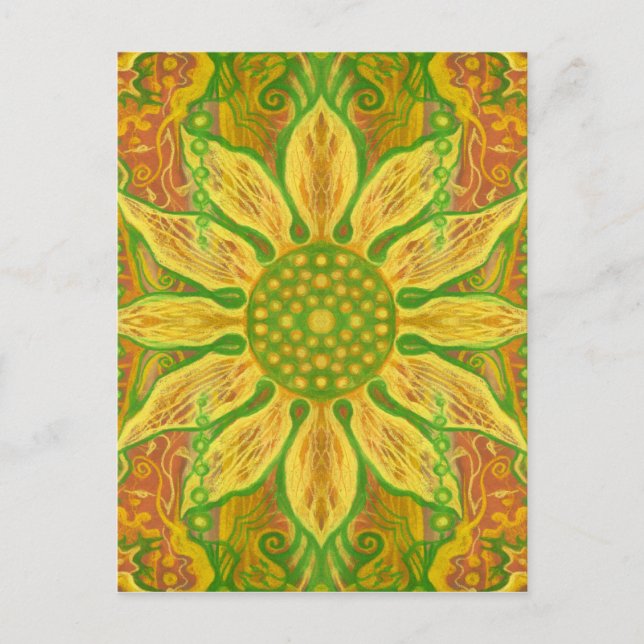 Sun Flower Bohemian Floral Helianthus Sunflower Postcard (Front)