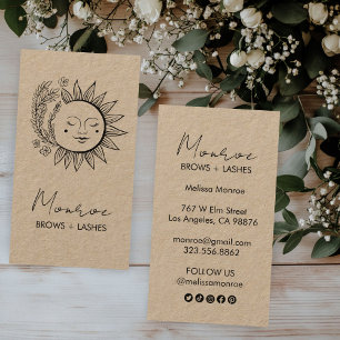 Sun Flower Boho Line Art Elegant KRAFT Social Icon Business Card