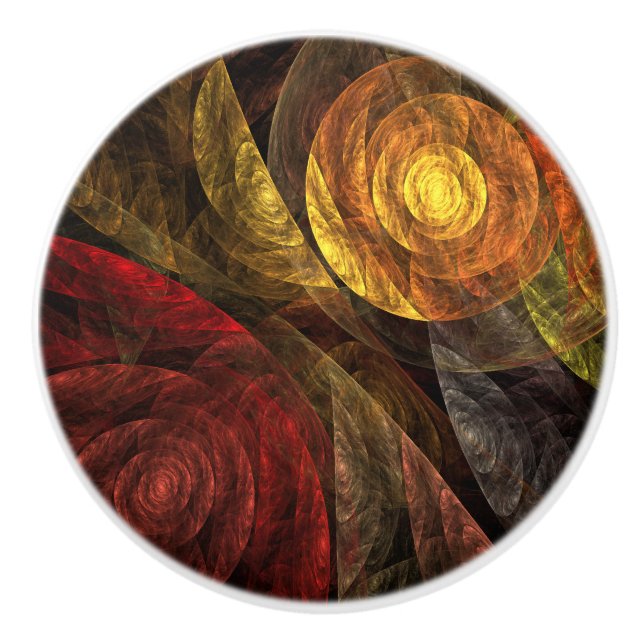 Sun Flower Floral Modern Abstract Art Pattern Ceramic Knob (Front)