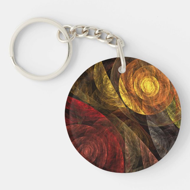 Sun Flower Floral Modern Abstract Art Pattern Key Ring (Front)