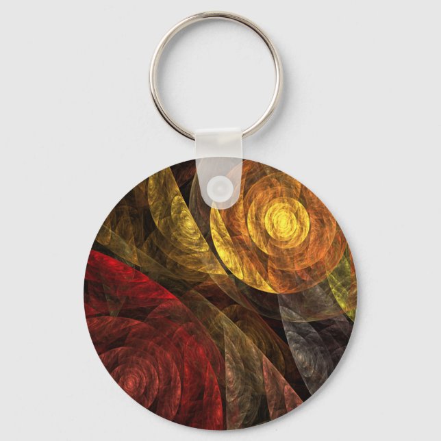Sun Flower Floral Modern Abstract Art Pattern Key Ring (Front)