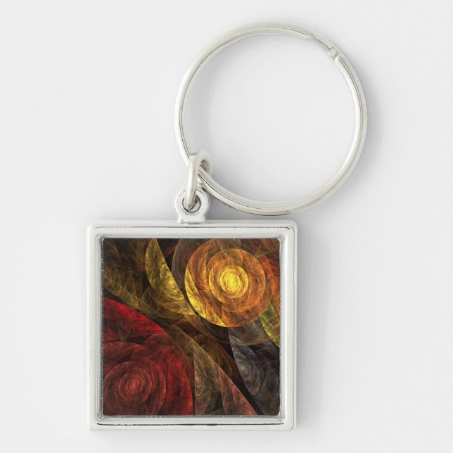 Sun Flower Floral Modern Abstract Art Pattern Key Ring (Front)