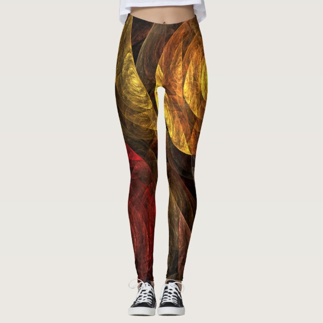 Sun Flower Floral Modern Abstract Art Pattern Leggings (Front)