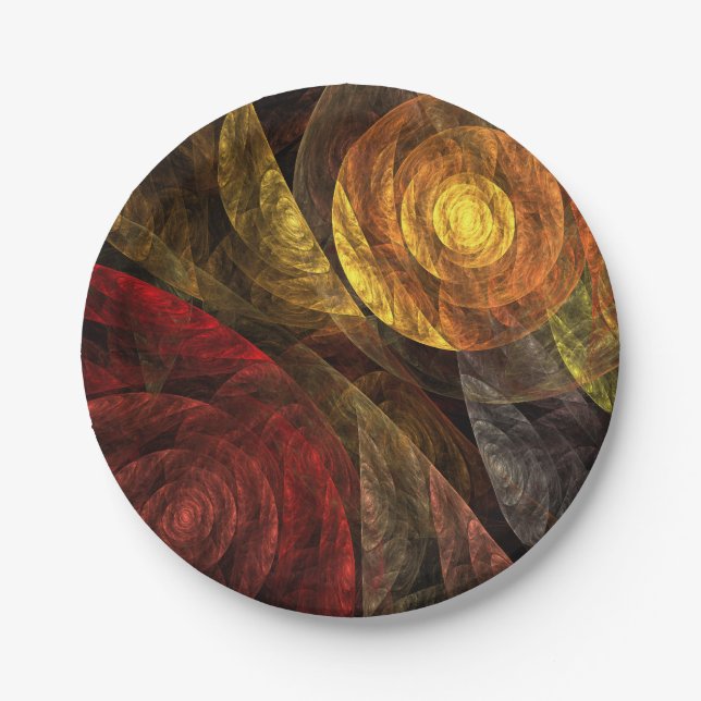 Sun Flower Floral Modern Abstract Art Pattern Paper Plate (Front)