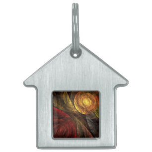 Sun Flower Floral Modern Abstract Art Pattern Pet Tag