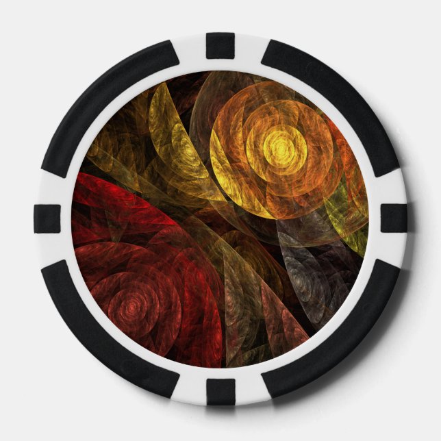 Sun Flower Floral Modern Abstract Art Pattern Poker Chips (Front)