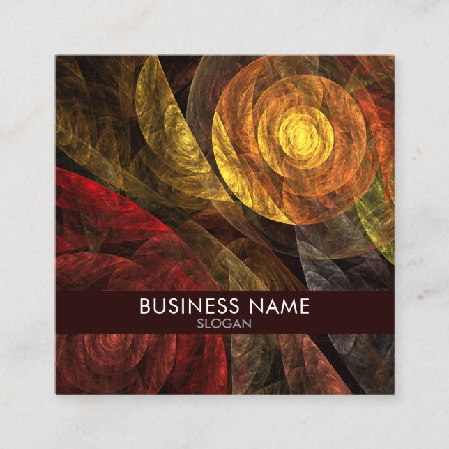 Sun Flower Floral Modern Abstract Art Pattern Square Business Card (Front)