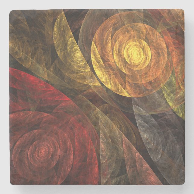 Sun Flower Floral Modern Abstract Art Pattern Stone Coaster (Front)