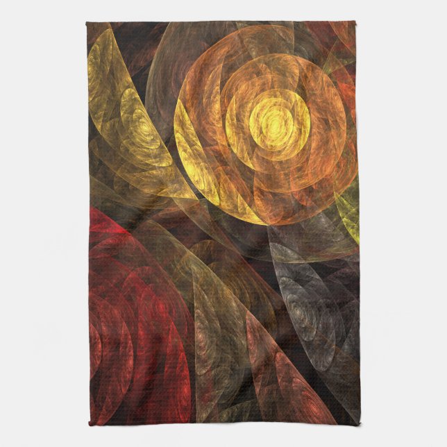 Sun Flower Floral Modern Abstract Art Pattern Tea Towel (Vertical)