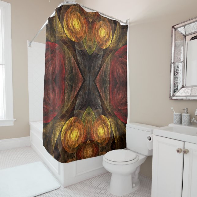 Sun Flower Floral Modern Abstract Art Shower Curtain (In Situ)