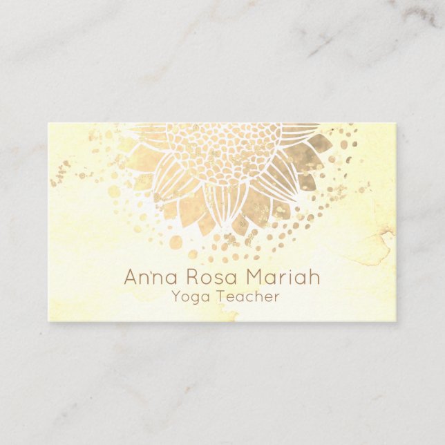 *~* Sun Flower Mandala Glitter Spiritual Yoga Business Card (Front)