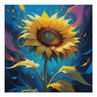 sun flower painting poster