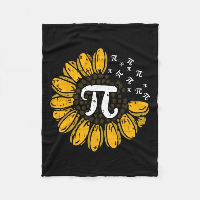 Sun-flower Pi Day Cool Math Symbols Teacher Studen Fleece Blanket (Front)