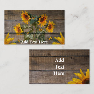 Sun Flower Rustic Wood Business Card