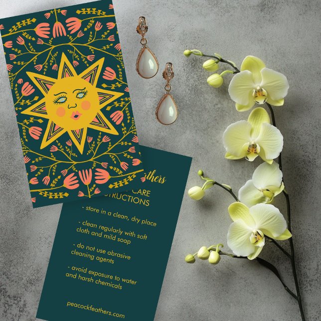 Sun & Flowering Vines Elegant Care Instructions Business Card (Sun & Flowering Vines Elegant Care Instructions Business Card
)