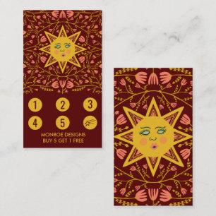 Sun & Flowering Vines Elegant Illustrated Boho 5  Loyalty Card