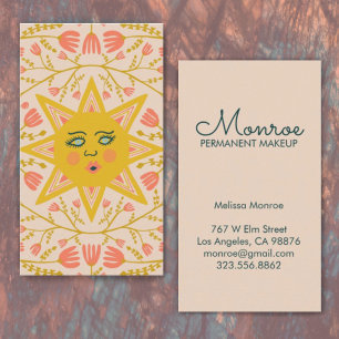 Sun & Flowering Vines Elegant Illustrated Sandy Business Card