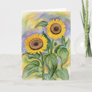 Sun Flowers At Dawn by Jude Maceren.com Card
