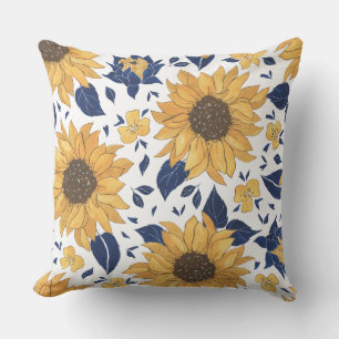 Sun flowers floral print cushion