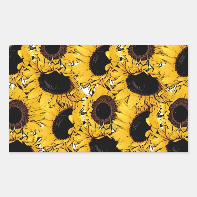 sun flowers petals swim dive marine nature yellow rectangular sticker (Front)