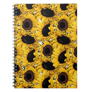 sun flowers petals swim dive marine nature yellow spiral notebook