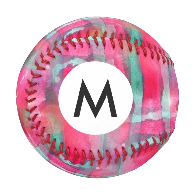 Sun glare abstract painted watercolor baseball (Front Left)