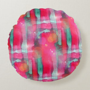 Sun glare abstract painted watercolor round cushion