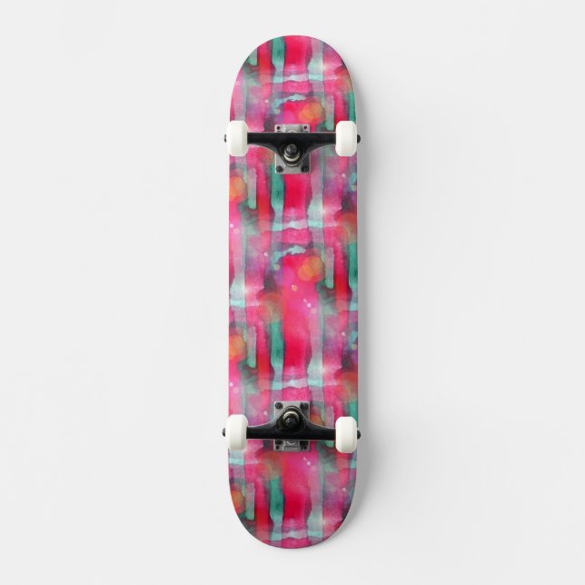 Sun glare abstract painted watercolor skateboard (Front)