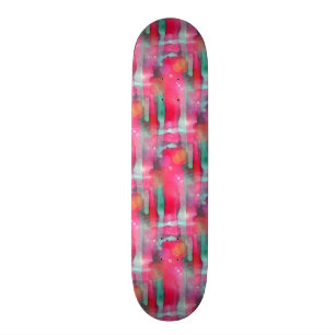 Sun glare abstract painted watercolor skateboard