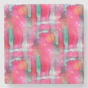 Sun glare abstract painted watercolor stone coaster