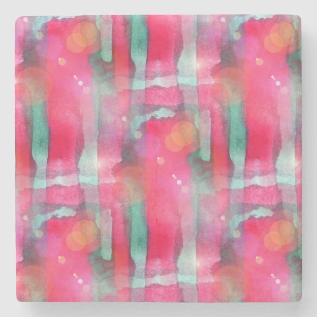 Sun glare abstract painted watercolor stone coaster (Front)