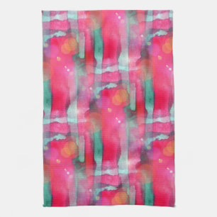 Sun glare abstract painted watercolor tea towel