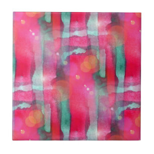 Sun glare abstract painted watercolor tile