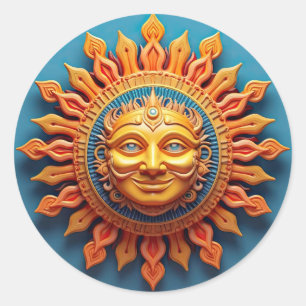 Sun God Classic Round Sticker