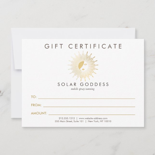 Sun Goddess Girl Logo Spray Tanning Gift Card (Front)
