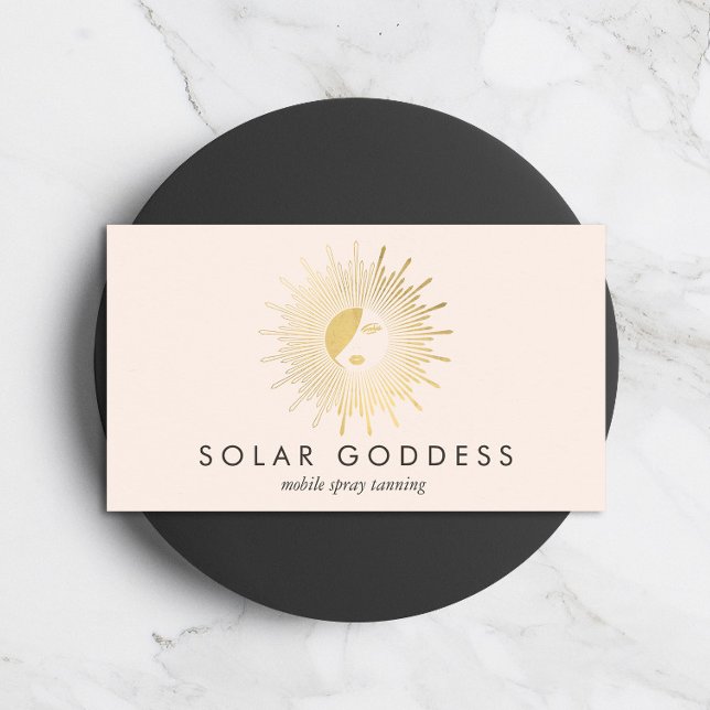 Sun Goddess Girl Logo Spray Tanning Salon Pink Business Card (Creator Uploaded)