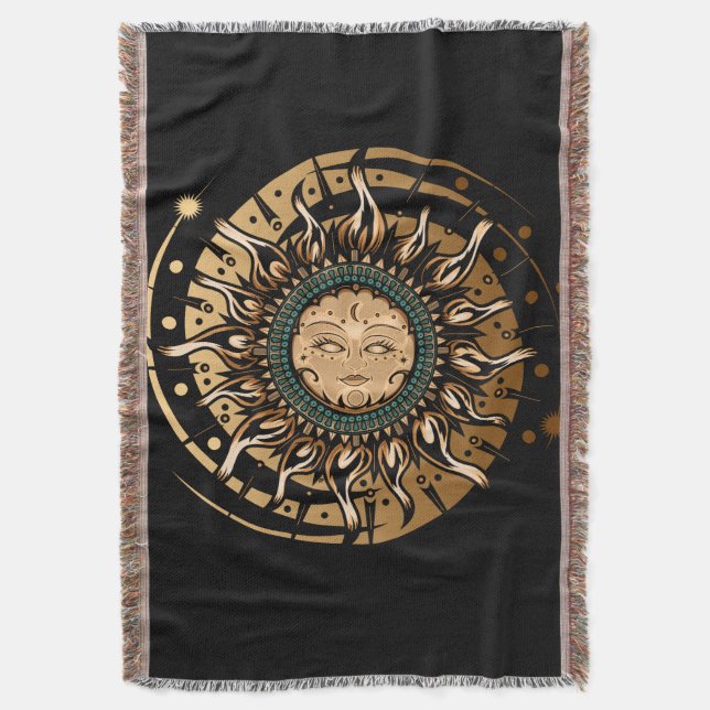 Sun Goddess Throw Blanket (Front Vertical)