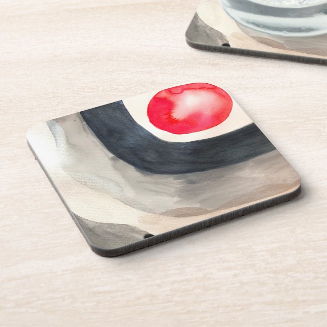 Sun grey and black abstract modern art coaster (Left Side)