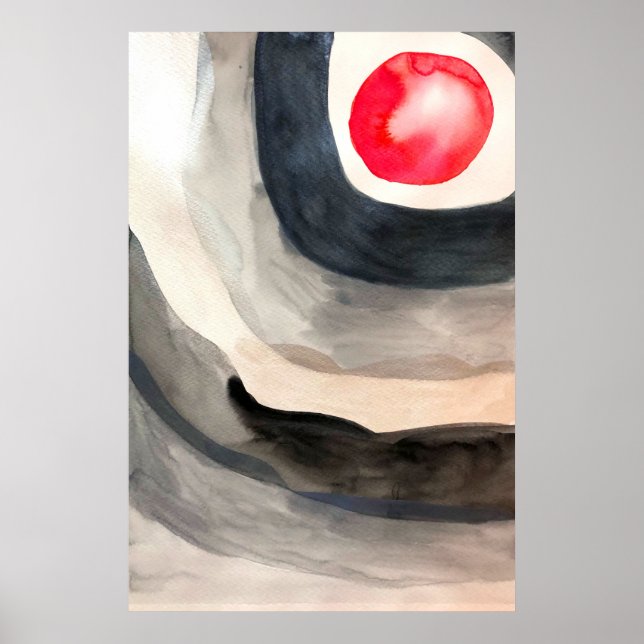 Sun grey and black abstract modern art poster (Front)