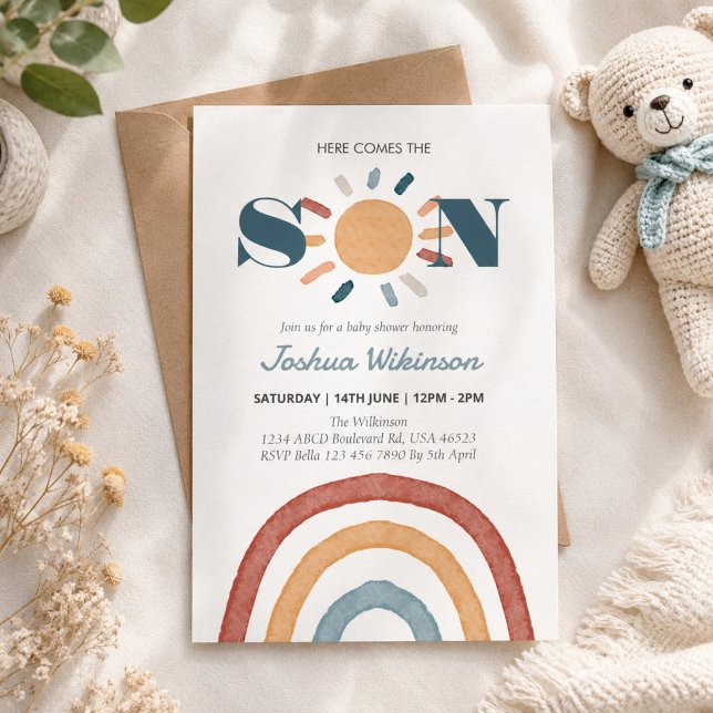 Sun Here comes the Son baby shower  Invitation (Creator Uploaded)