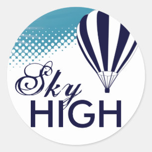 sun high hot air balloon classic round sticker