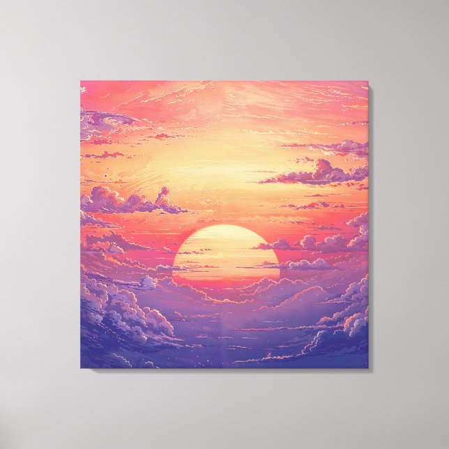 Sun Horizon - Vibrant Painterly Illustration Style Canvas Print (Front)