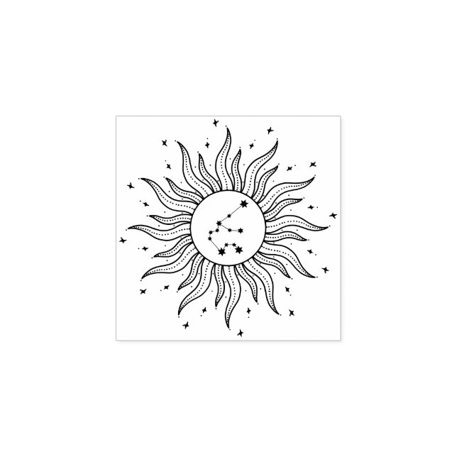 Sun Horoscope Aquarius Sign Rubber Stamp (Imprint)