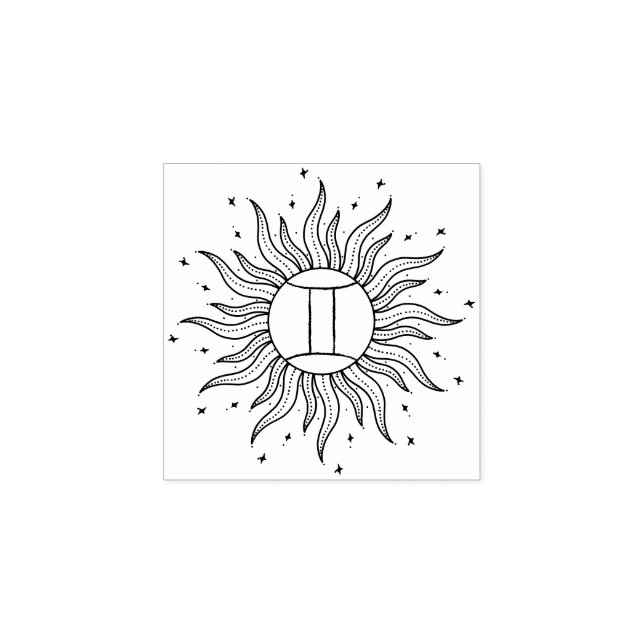 Sun Horoscope Gemini Rubber Stamp (Imprint)
