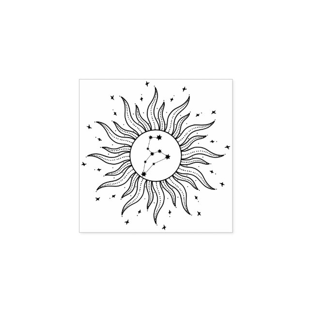 Sun Horoscope Leo Sign Rubber Stamp (Imprint)