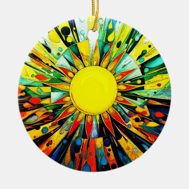 Sun In Abstract 910 Ceramic Tree Decoration (Front)
