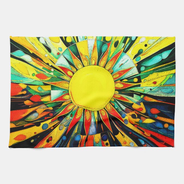 Sun In Abstract 910 Tea Towel (Horizontal)